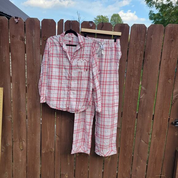 Peppermint Plaid VICTORIA'S SECRET Flannel Long Pajama Set SZ M - Picture 1 of 12